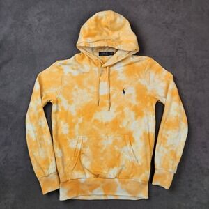 Polo Ralph Lauren Hoodie Mens XS Orange Tie‎ Dye Cotton Pullover Sweatshirt